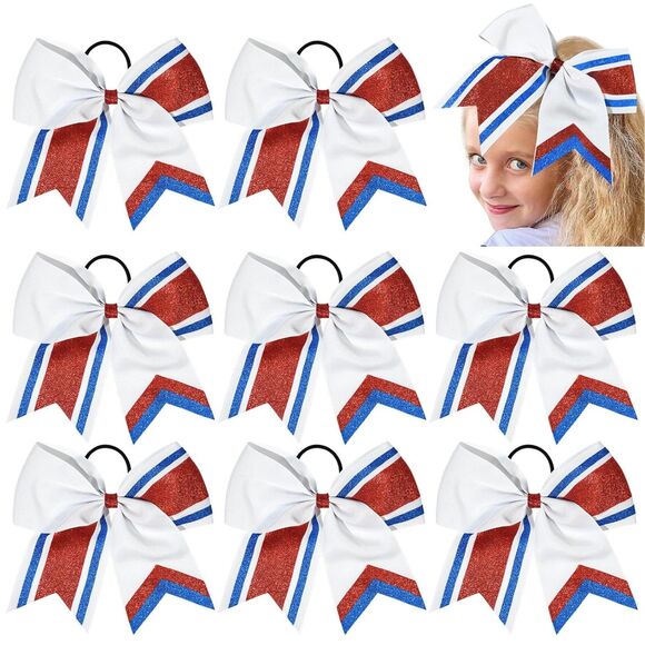 Other - Red White Blue Fourth of July Red White Blue Cheer Bows- Lot Of 8 High Quality